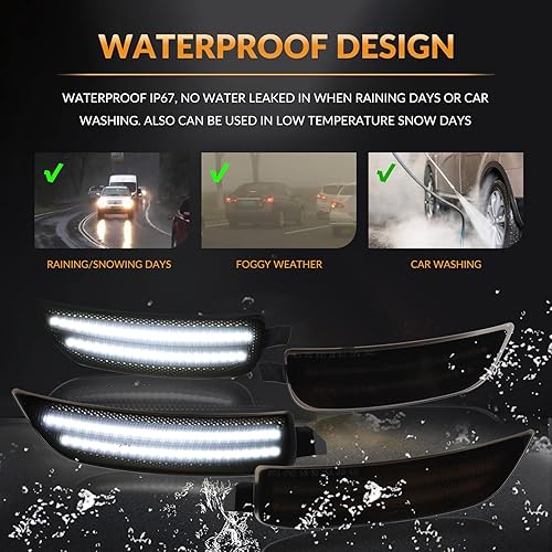 Miniatura 5 de DERMOKA Luces LED de posición laterales para luces de señal de estacionamiento para Mazda MX-5 Miata ND 2016-2023, lente ahumada (parachoques