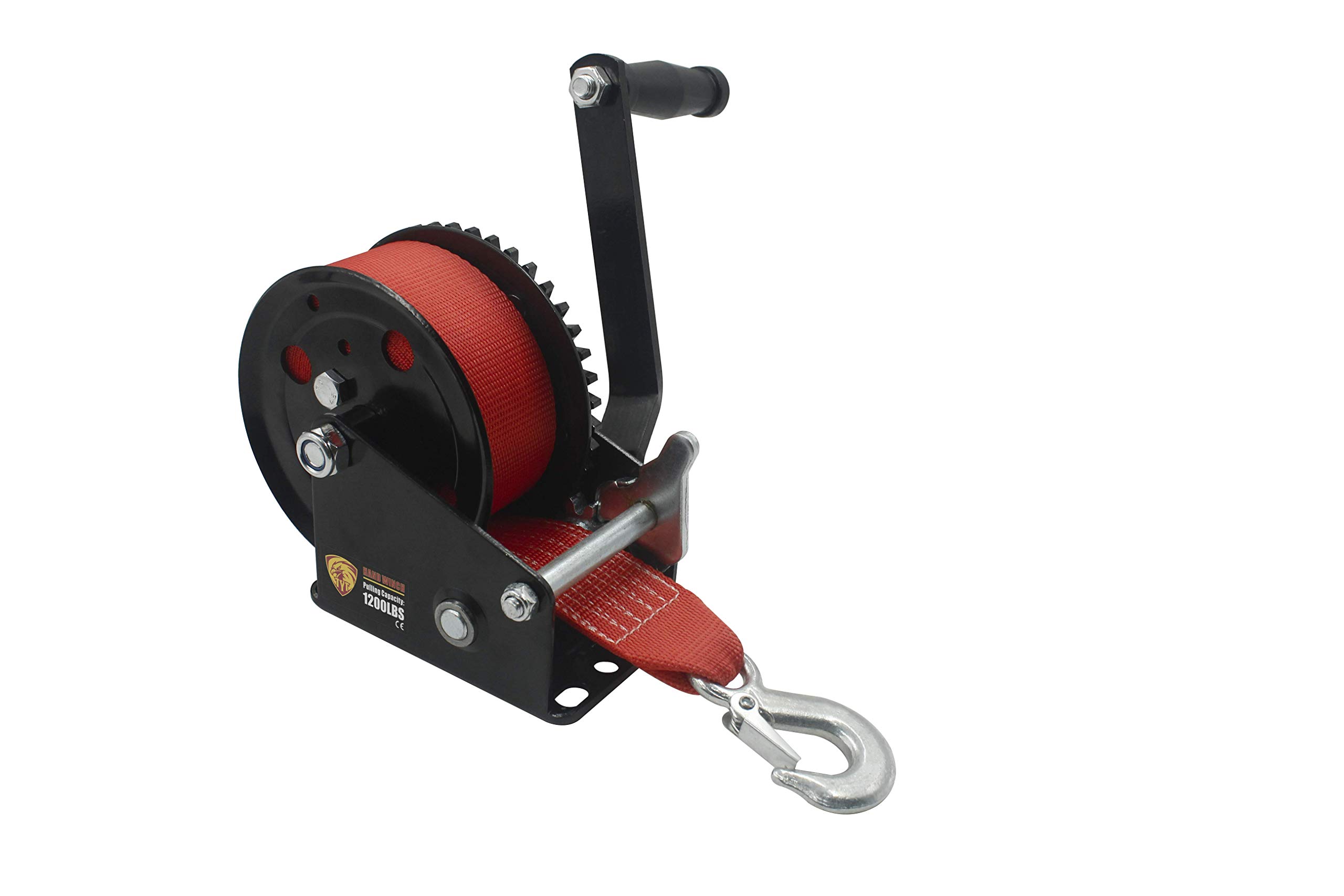 Buy TYT 1200lbs Boat Trailer Winch with Red Strap, Manual Winch with