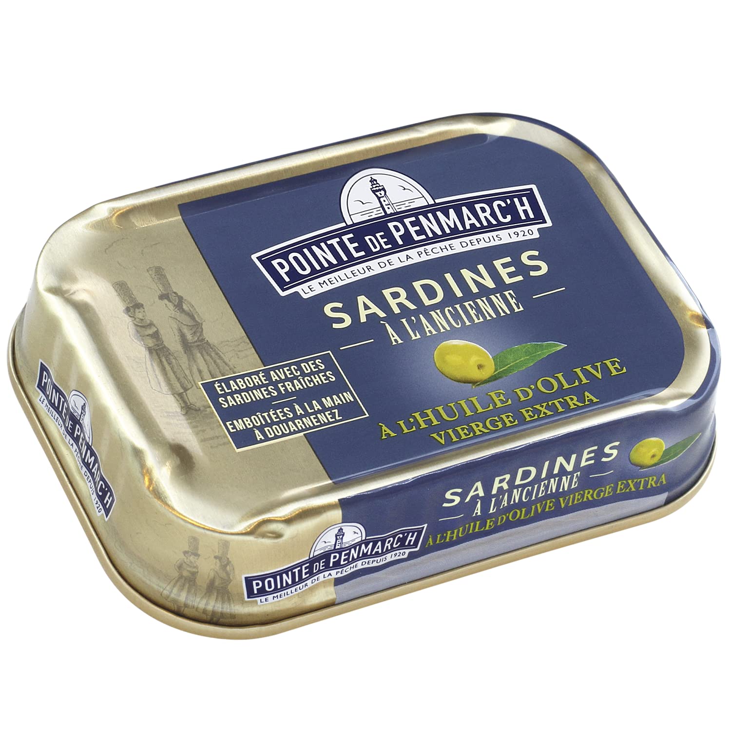 Sardines à l'ancienne à l'huile d'olive vierge extra Pointe de Penmarc'h le lot de 6 boîtes de 115 g - Livraison en 2 à 3 jours ouvrés depuis la Bretagne