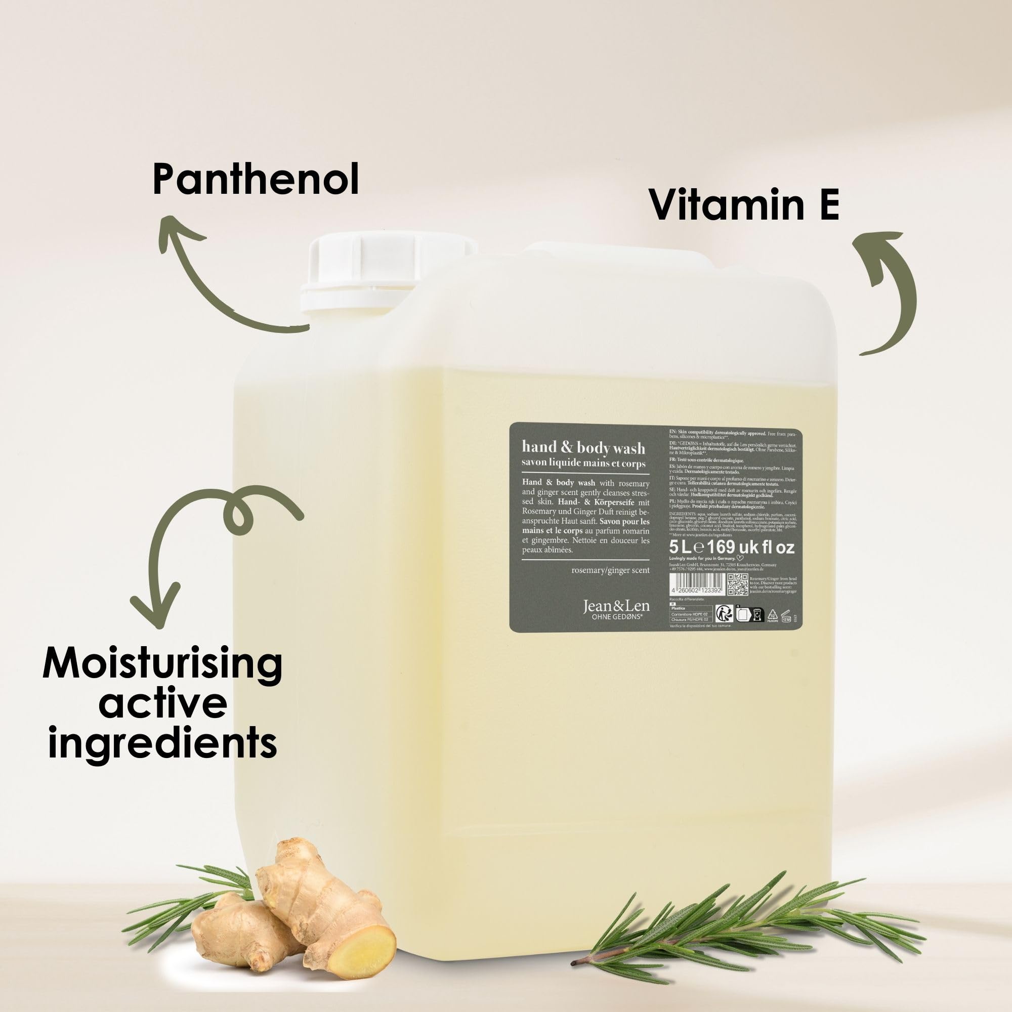 Jean & Len Rosemary & Ginger Mydło w Płynie, 5 L