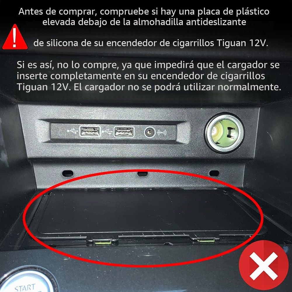 Cargador Inalámbrico Coche Auto Compatible con VW Tiguan 2018 2019 2020 2021 Consola Central Panel, 15W Qi Carga Rápida Coche Teléfono Cargador con QC3.0 USB y 18W PD para iPhone Samsung