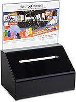 Vista 1 de SOURCEONE.ORG Donación resistente de acrílico/urna con cerradura y soporte para letreros