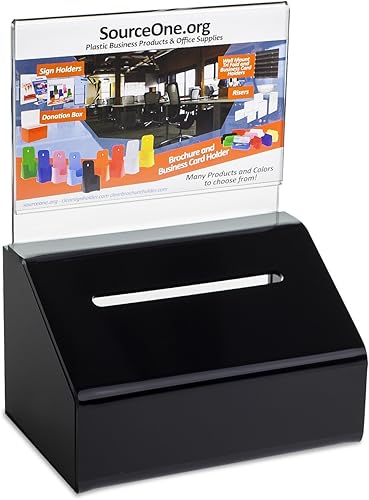 Miniatura 1 de SOURCEONE.ORG Donación resistente de acrílicourna con cerradura y soporte para letreros