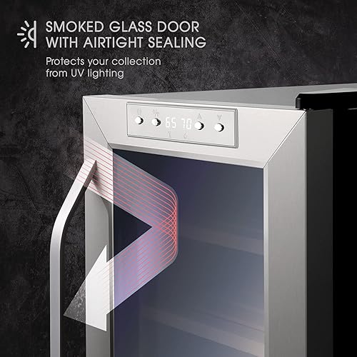 Miniatura 7 de SCHMÉCKÉ Humidor enfriador de puros 250 con refrigeración precisa 3 en 1, control de calefacción y humedad, gabinete con acabado de acero