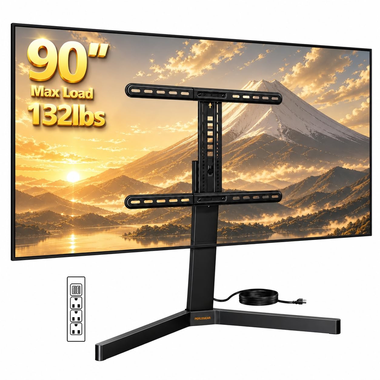 Perlegear Swivel TV Stand with Power Outlet for 42–90" TVs up to 132 lbs