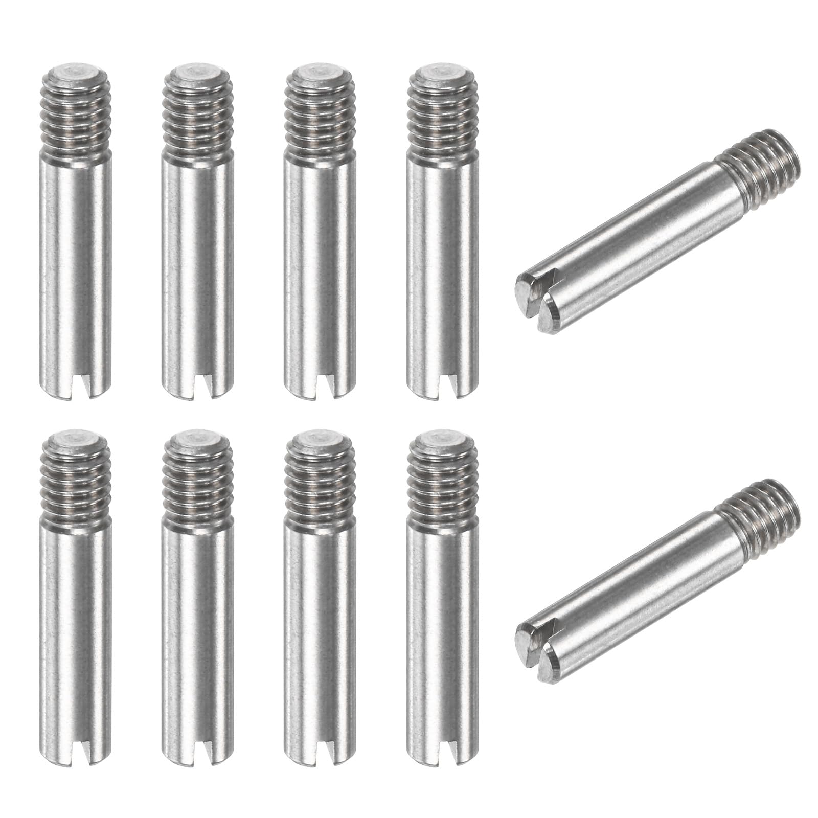 M METERXITY 10-Pack M3 x 14mm Slotted Cylindrical Pin Dowel, 304 Stainless Steel External Thread Locating Dowel Parallel Pins for Metal Devices/Wooden Projects [Silver Tone]