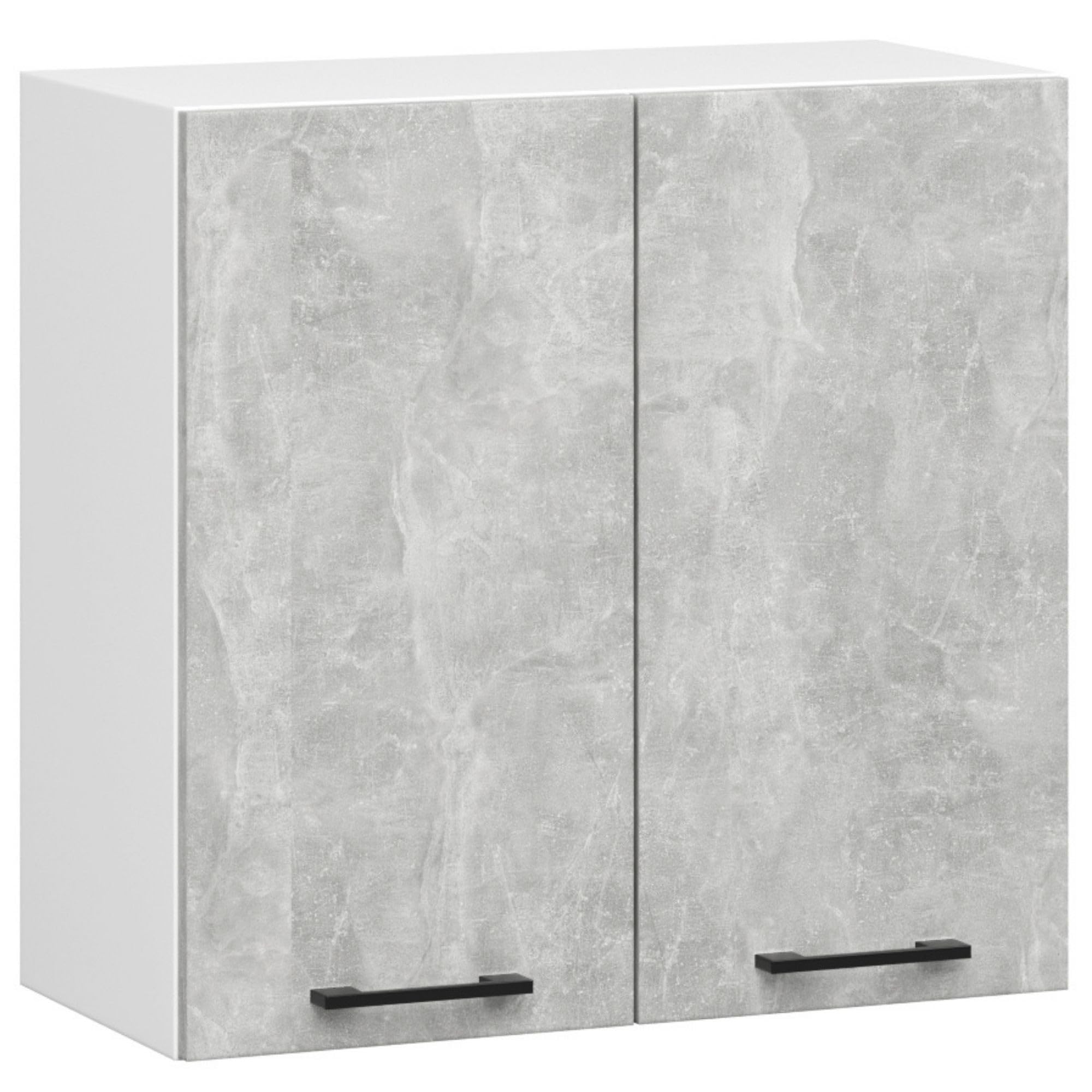 AKORD | Set di Mobili da Cucina Olivia 2.4m | Cucina Completa Piccola | Componibile | su Misura 46 x 180 x 174 cm | Per un design moderno e Tradizionale | Cemento & Bianco Frontale