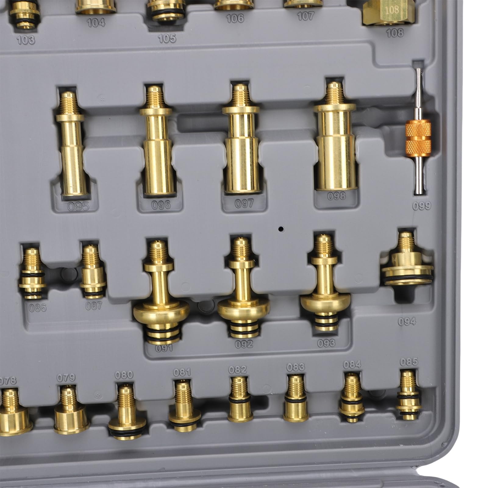 Naroote Kit de Detección de Fugas de CA Automotriz de 122 Piezas Kit de Prueba de Fugas de CA de Latón Probador de de Multifunción para Automóvil con Estuche Moldeado por