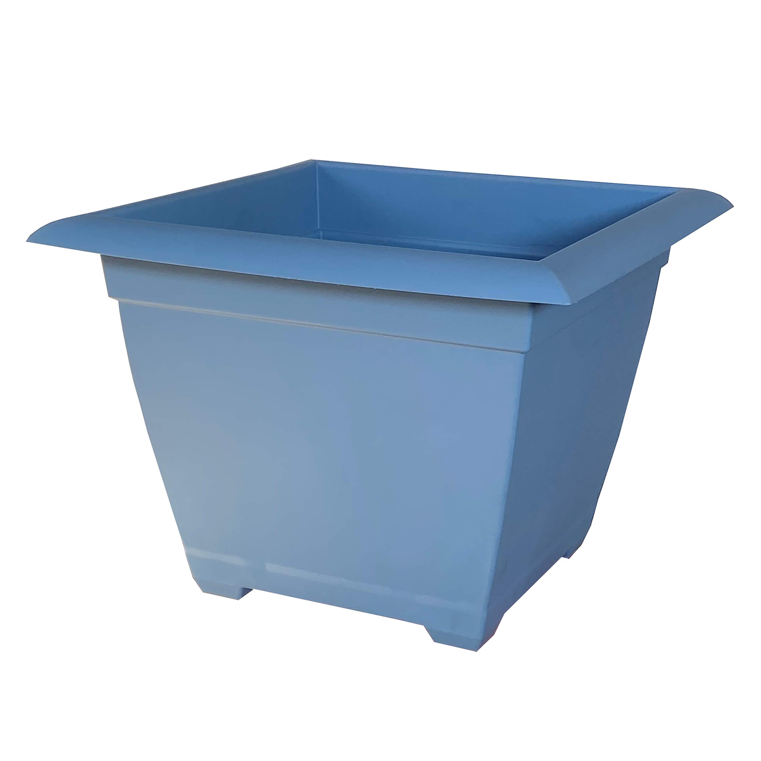 Bloem Dayton 15" Ocean Blue Recycled Plastic Square Box Planter for Indoor or Outdoor Gardening, Made in USA