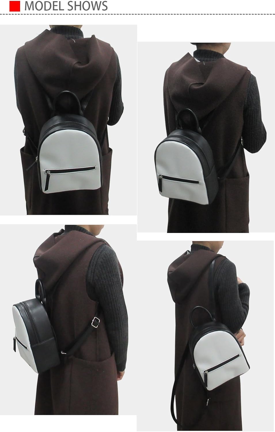 Amzbeauty Mini Leather Backpack for Women Girls Small Casual Shopping Purse Handbag