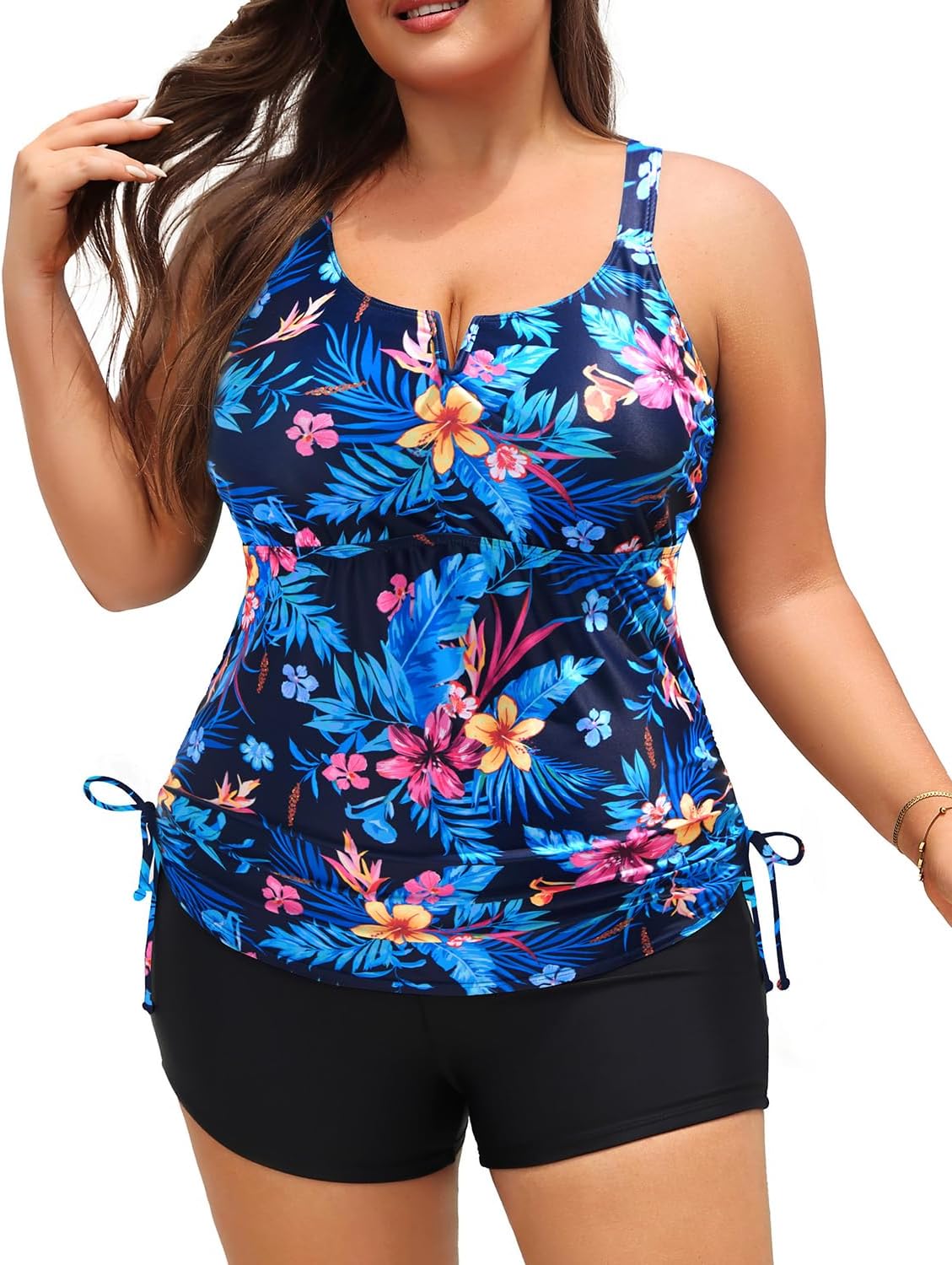 Women's Plus Size Tankini Swimsuit - Two Piece Bathing Suit with Shorts 2025 V-Wired Tummy Control Swimwear