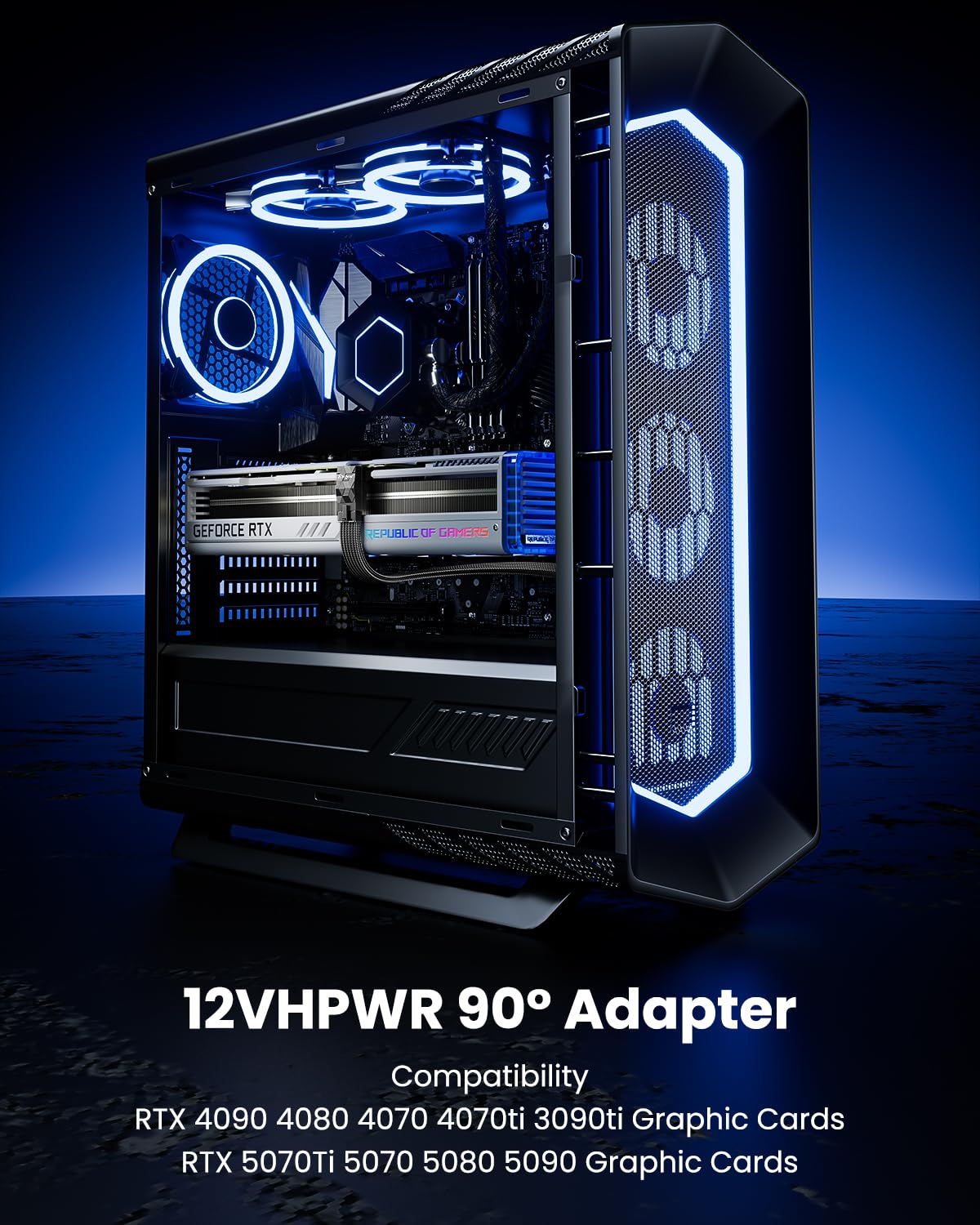 Fasgear Adattatore 12VHPWR a 90 gradi, 1 confezione da 1 adattatore di alimentazione PCI-e 5.0 16 pin 12+4 pin 600 W GPU maschio a femmina compatibile con scheda grafica GeForce RTX 3090Ti 4070Ti 4080