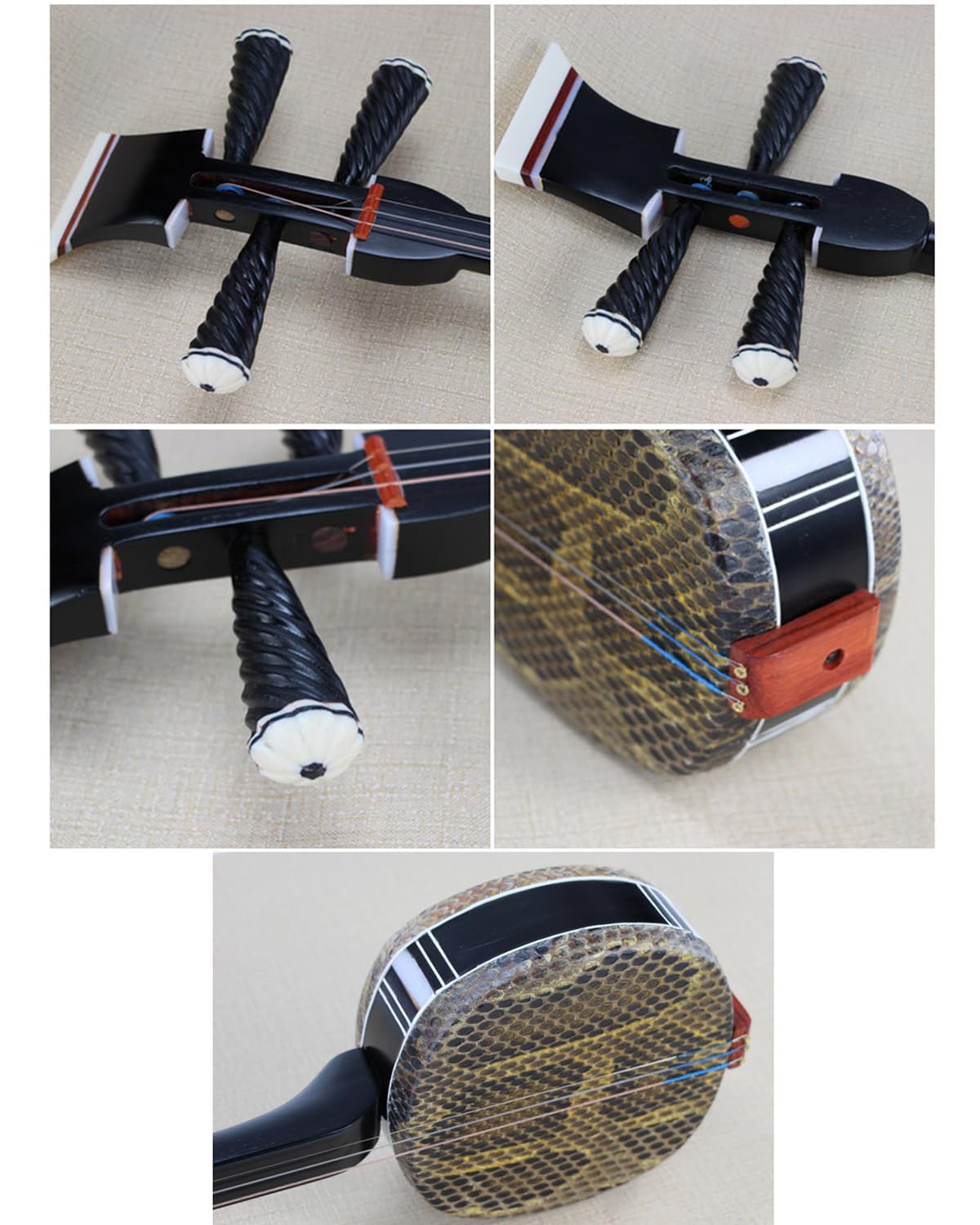 Chitarra Tradizionale Cinese a 3 Corde Sanxian, Strumento Cinese per Principianti, artisti Black S