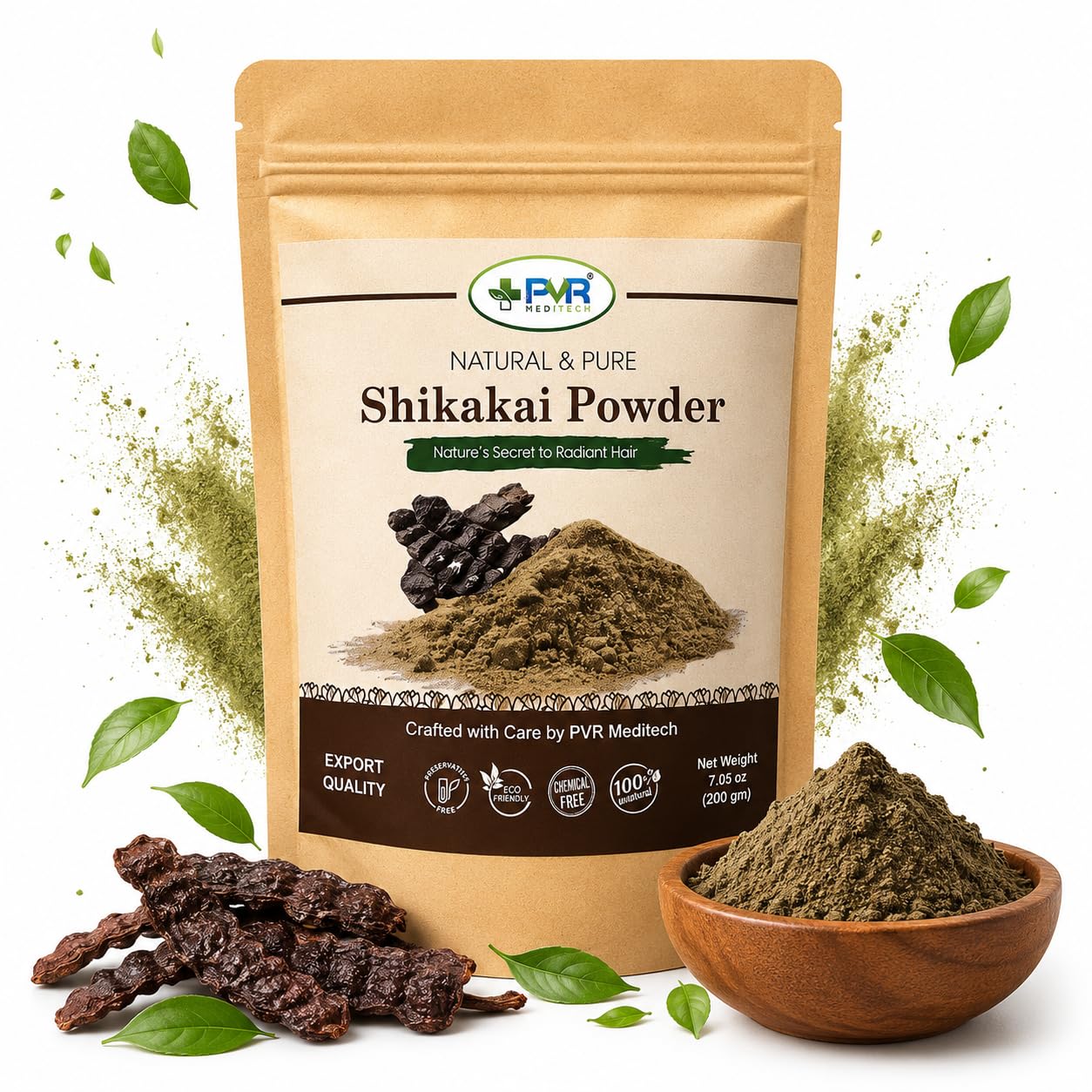 PVR Meditech Pure Natural Organic Shikakai Powder | Natural Hair Cleanser for Strong Roots & Dandruff Control | 200g-image-39