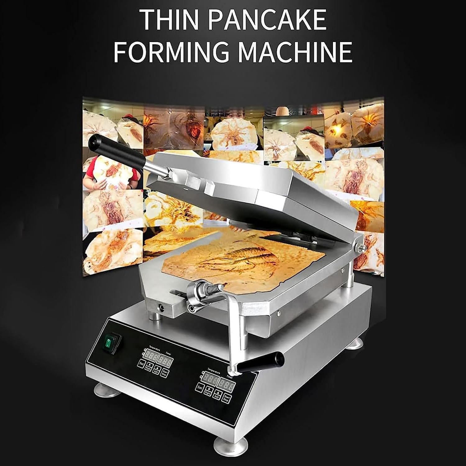 Commercial Seafood Cake Maker with Non-Stick Coating and Temperature Control for Fresh Crepes and Snacks