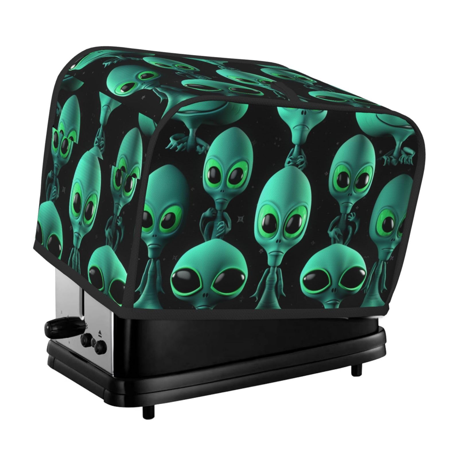 Fodpand Black Toaster Covers 2 Slice Aliens Bread Machine Cover Quilted Toaster Dustproof Cover Washable Appliance Cover Bread Maker Protective For Kitchen Small Appliance