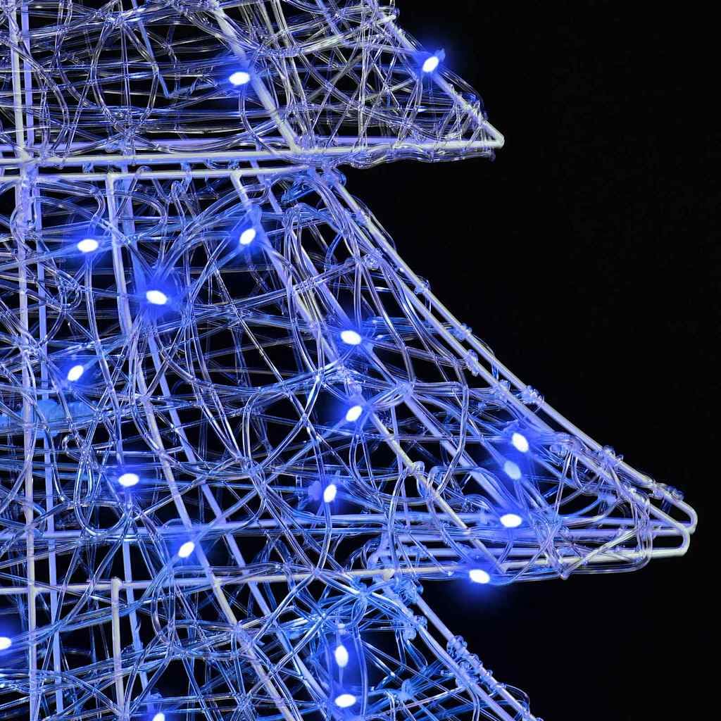Weihnachtsbaum Acryl 150 cm mit 160 LEDs Blau, 3D Deko Ornament für Wohnzimmer, Christbaumschmuck mit Stern, USB betrieben, wetterbeständig, ideal zum Schmücken und Verzieren