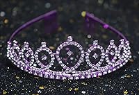 Vista 3 de Banda y tiara de cumpleaños de 5º color morado, suministros para fiesta de 5º cumpleaños, decoraciones con banda de satén con purpurina y tiara