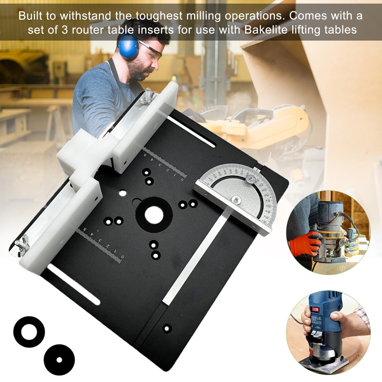 Fresatrice da Banco Kit, Banco per Fresatrice Legno Lega di Alluminio, Piastra per Fresatrice Legno, Banco Fresa, per Router Tavolo Inserti Router Supporto Base Sollevamento (Nero)