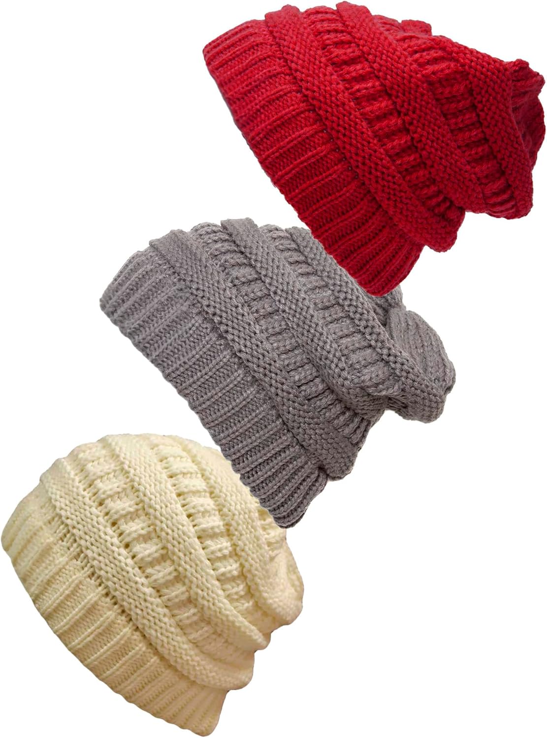 Gravity Threads Women's 3-Pack Knit Beanie Cap Hat