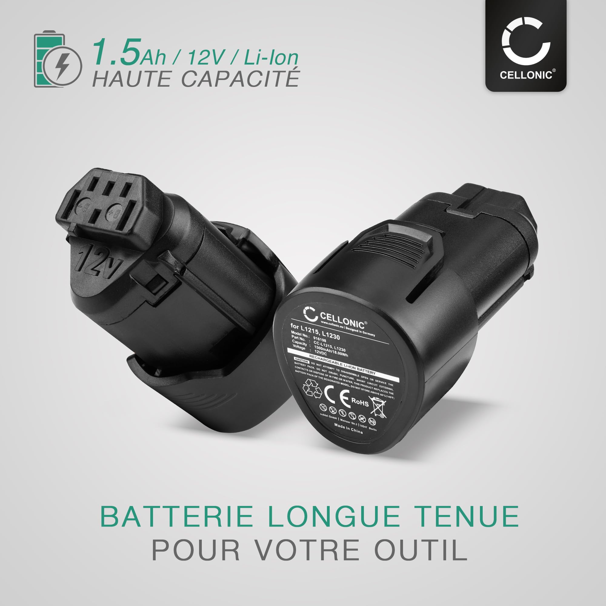 CELLONIC 2X Batterie Compatible avec AEG BBH 12, BBS C2, 12C2, BS, 954932