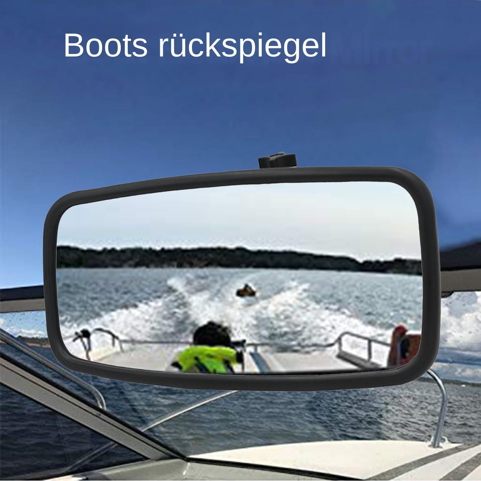 Rétroviseurs de Bateau Vue Arrière Surf Sport Nautique Pince Bateau Grand Ski Nautique Rétroviseurs de Bateau Pince Bateau Miroir,1 x Rétroviseurs de Bateau,Noir