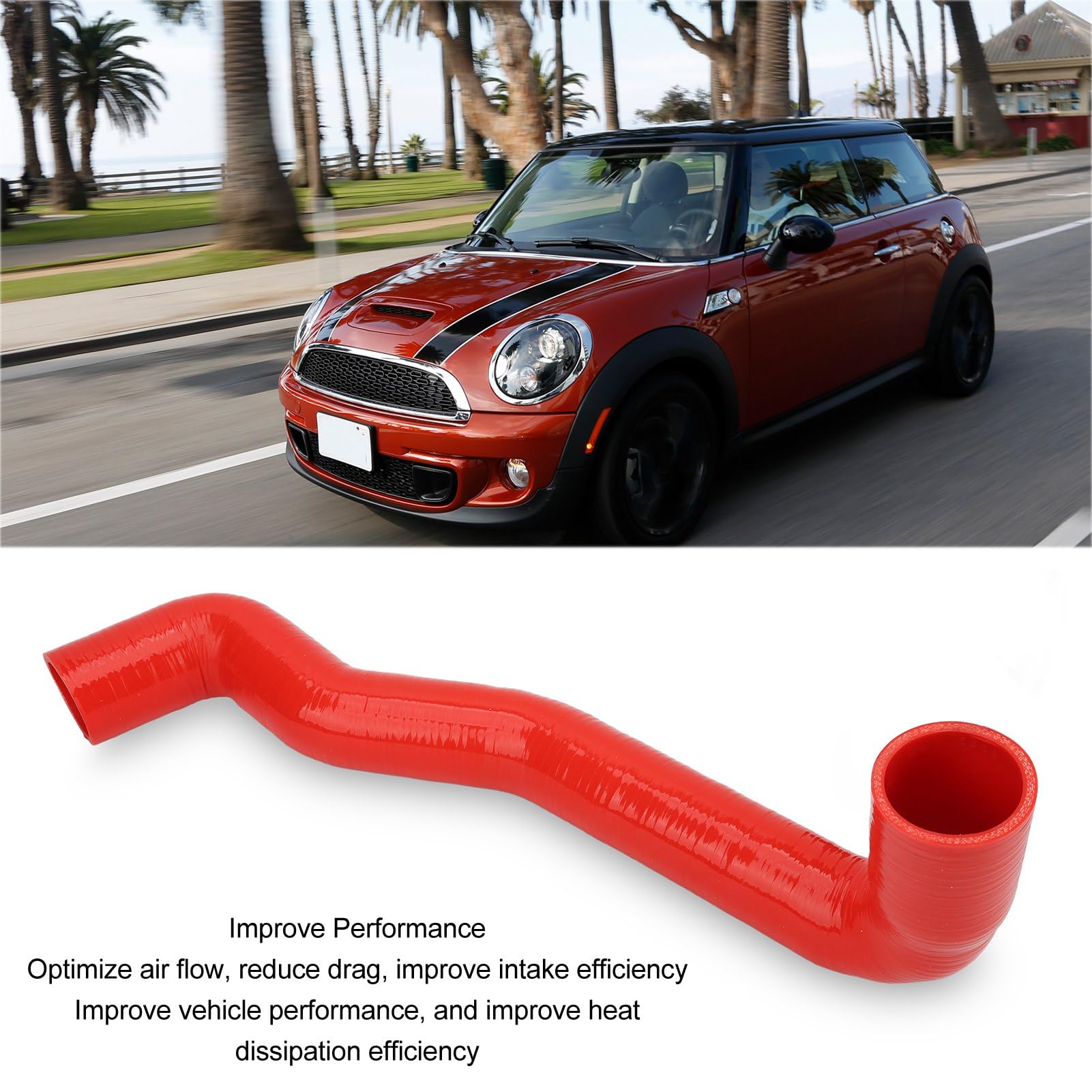 Intercooler Resonator Elimina Kit Tubo Flessibile in Silicone per Cooper S R55 R56 R57 R58 R59 R60(Rosso)