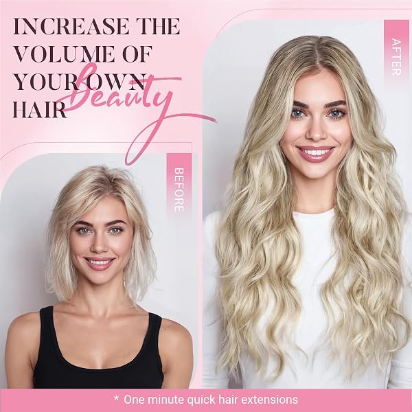 MAXITA Clip in Hair Extensions Real Human Hair 100% Remy Hair Extensions Clip ins Double Weft for Women,Natural Human Hair,16inch 120g 7Pcs,Ash Blonde Highlighted Platinum Blonde - 5