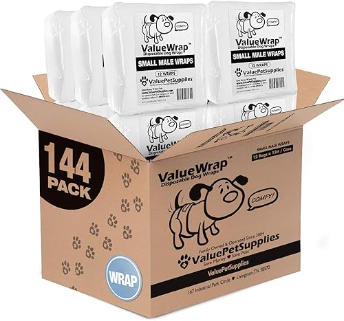 Miniatura 1 de ValueWrap Pañales desechables para perros machos 2 pestañas 144 unidades envoltura masculina cierre sin enganches protección contra fugas indicador
