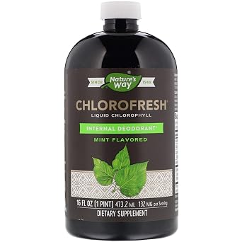 Natures Way Chlorofresh Liquid Chlorophyll Internal Deodorant, Natural Mint Flavor 16 oz 2 pack