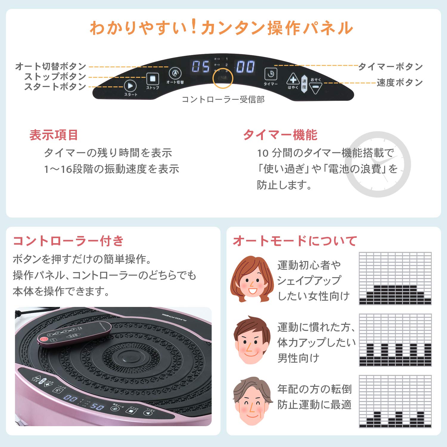 Amazon | アルインコ(ALINCO) プログラム 2D 振動マシン 強力振動幅1.5
