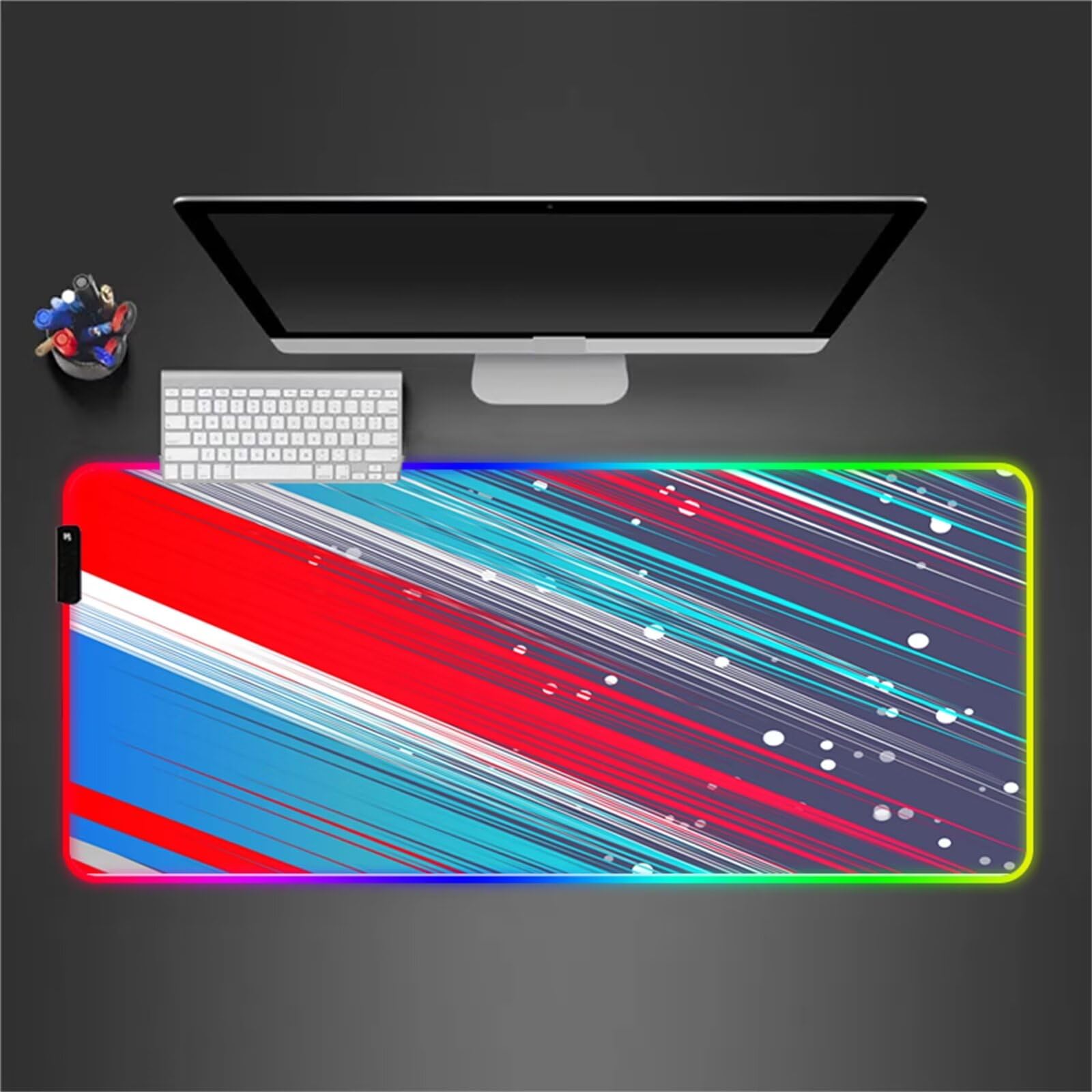 Alfombrilla de Ratón RGB 900x400x4mm XXL Grande Alfombrilla de ratón para Juegos LED 14 Efectos de Iluminación Alfombrilla Ratón Gaming para Gamers PC y Portátil, Azul Rojo Verde