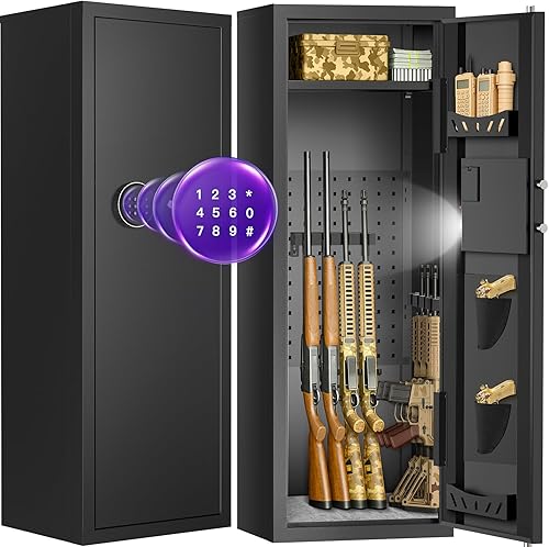 Caja fuerte de 8-10 armas para seguridad del hogar, caja fuerte para rifles y pistolas - Teclado digital de acceso rápido | Caja fuerte de fácil