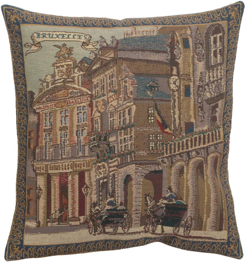 Maison De Cygne Belgian Woven Cushion Cover – 16×16″ Handmade Square Pillow for …