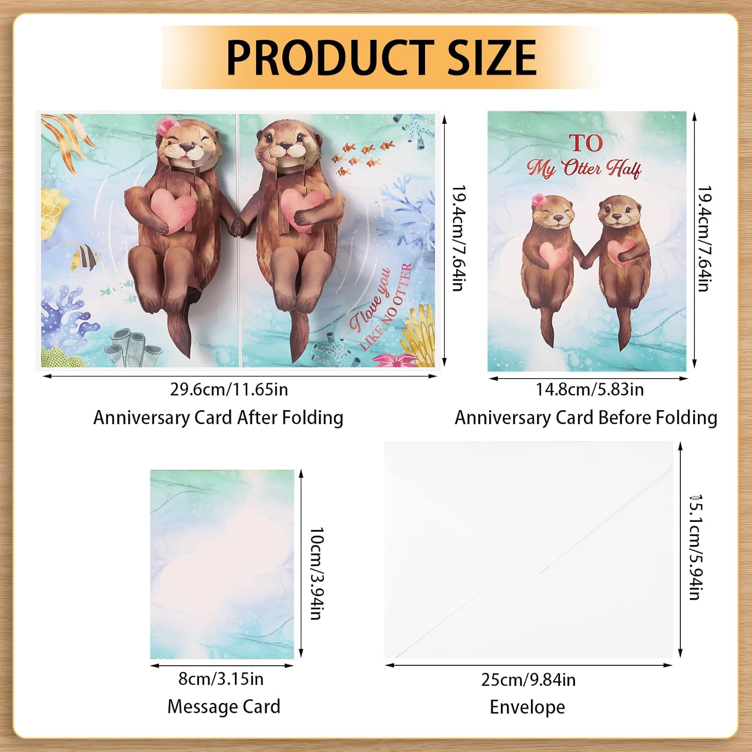 Anniversary Card, Otter 3D Pop Up Anniversary Cards, Birthday Card for Wife, Husband, Couple, Mom, Funny Valentines Cards with Message Note & Envelope for Him, Her, Girlfriend, Boyfriend - Image 2