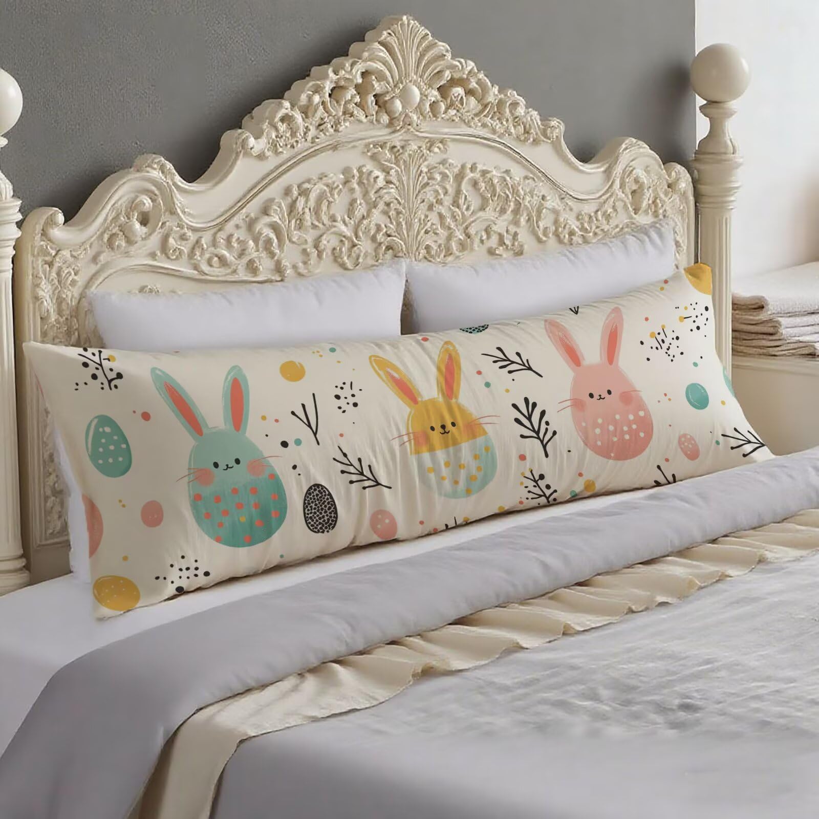 Taie traversin 140 cm lapin en velours double face 40x140 cm O-932