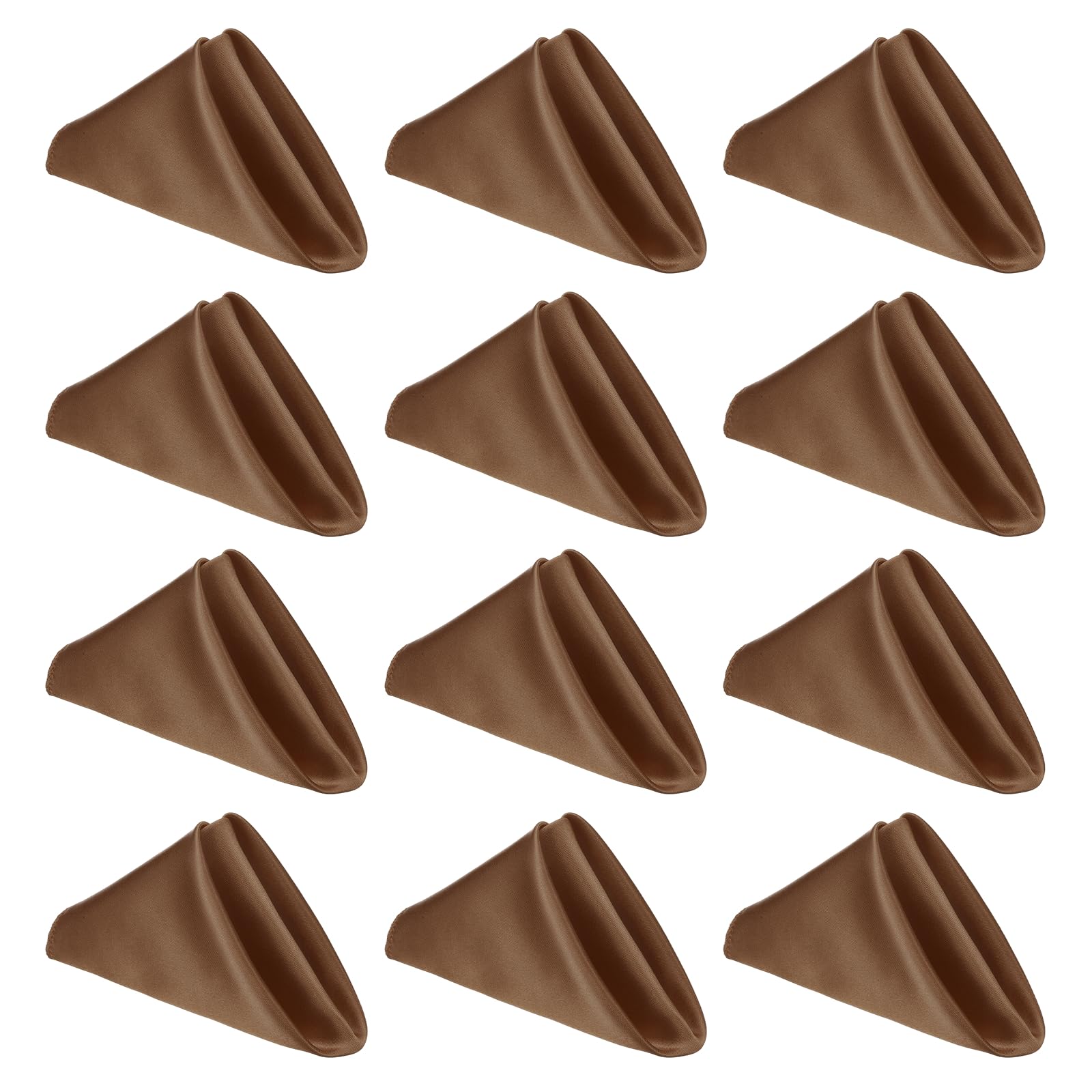 sourcing map 12 Pcs Brown Satin Napkins, 17x17 Inch Dinner Napkins Cloth Washable Polyester Soft Square Table Decoration for Restaurant Parties Wedding Dining Banquet Event โ image 1