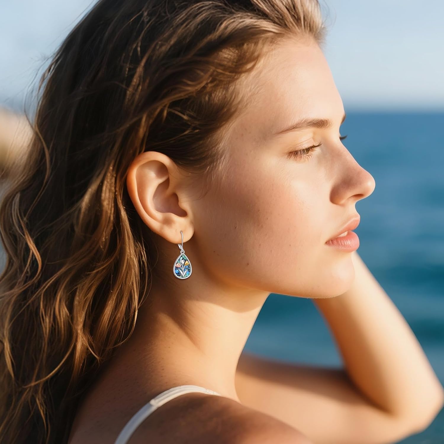 Tulip Earrings for Women 925 Sterling Silver Tulip Flower Teardrop Earrings Flower Jewelry Gifts for Women - Image 3