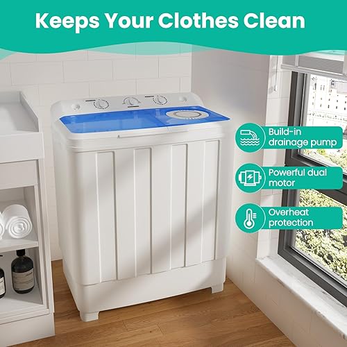 Miniatura 6 de Auertech Lavadora portátil de 28 libras, lavadora portátil para apartamento con lavadora de 18 libras, giratoria de 10 libras, mini lavadora