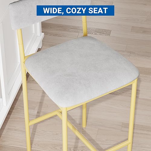 Miniatura 4 de GarveeHome Juego de mesa de comedor para 2, mesa de cocina de altura de mostrador con 2 taburetes de bar tapizados, juego de mesa de comedor y