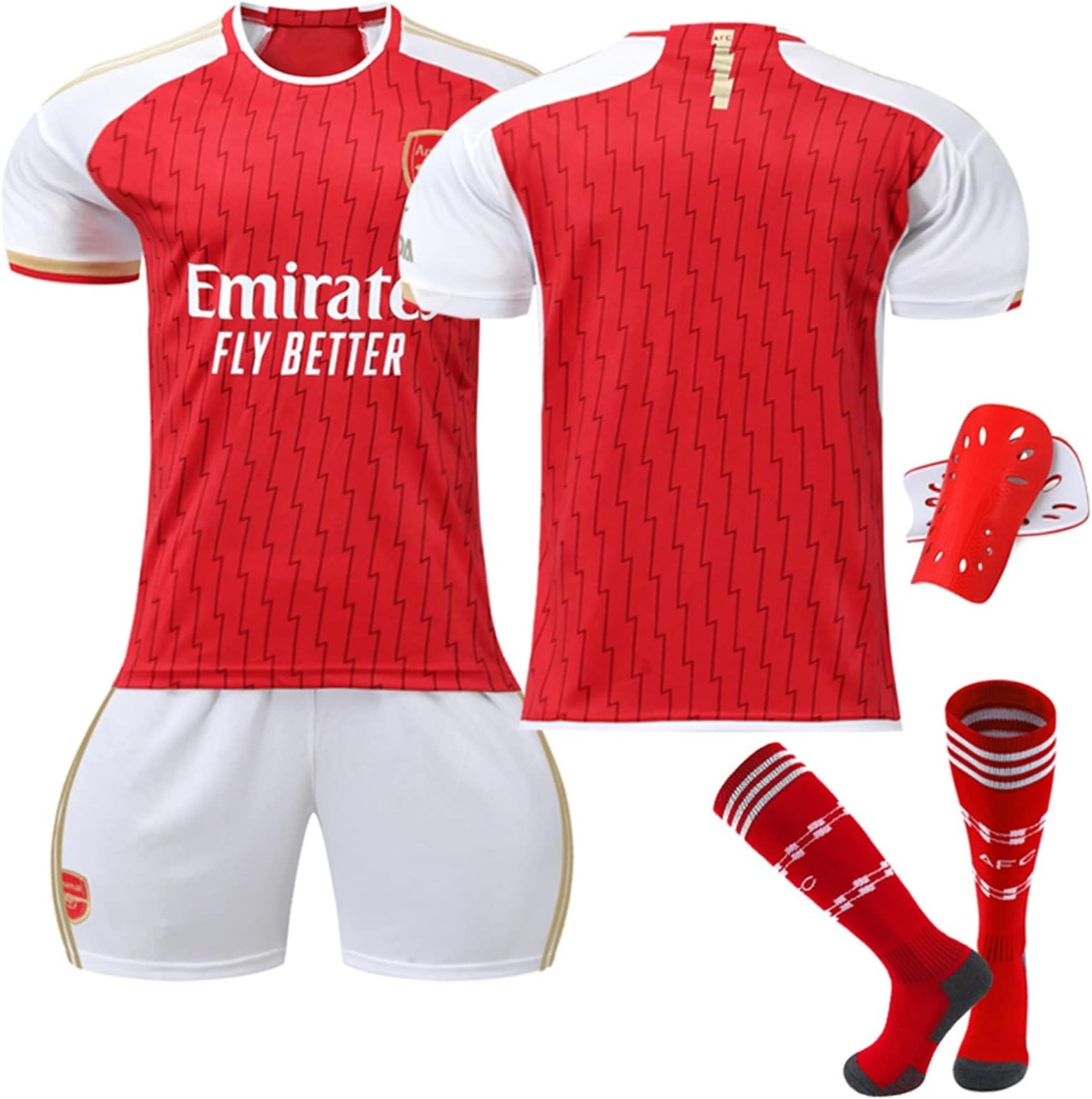 WJ Arsenal uniform blank number soccer uniform 23-24 arsenal home soccer suit soccer jersey for children and adults bring short sleeves + shorts + socks and protective gear (Size : 22)