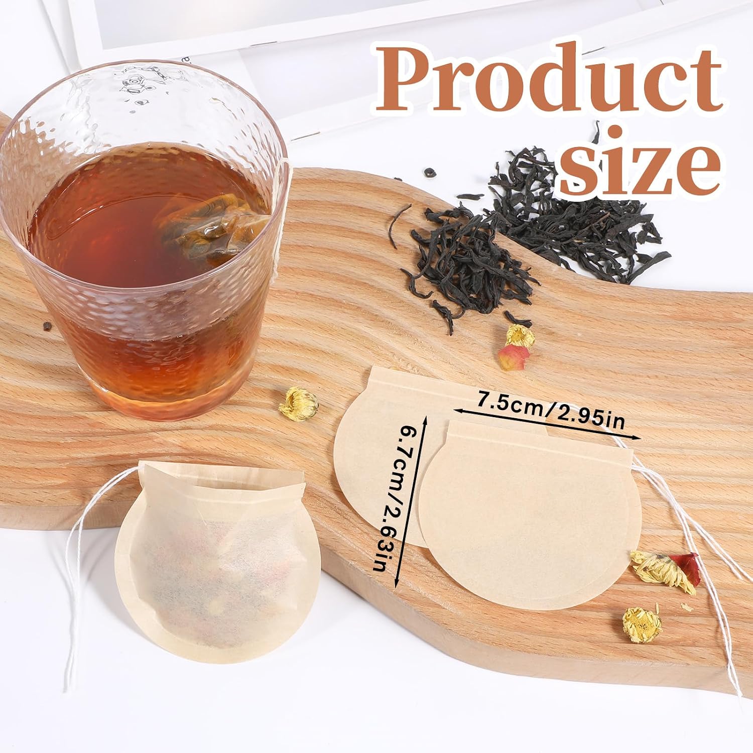 Ptwola 200 Pcs Tea Bags Empty, Disposable Round Tea Filter Bags