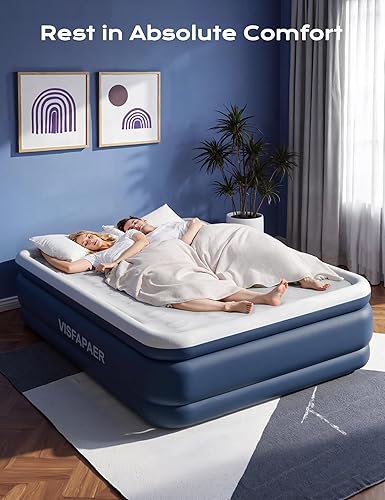 Miniatura 9 de Colchón de aire Queen con bomba elevada incorporada, colchón inflable de 18 pulgadas de alto, colchón inflable eléctrico, cama de inflado rápido,