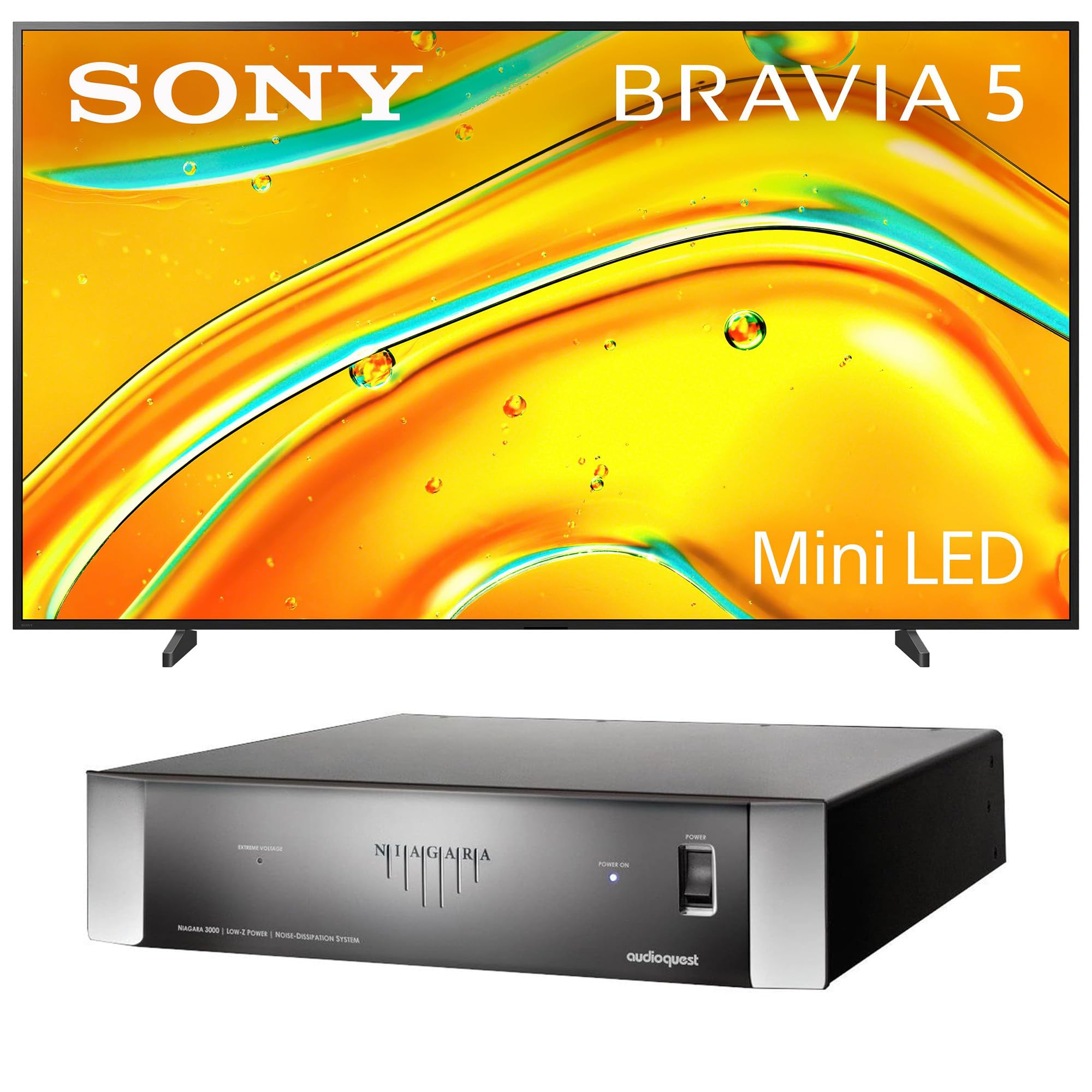 Sony K98XR50 98 Inch Bravia Mini LED 4K HDR TV with an AudioQuest NIAGARA3000USA Low-Z Power Noise Dissipation