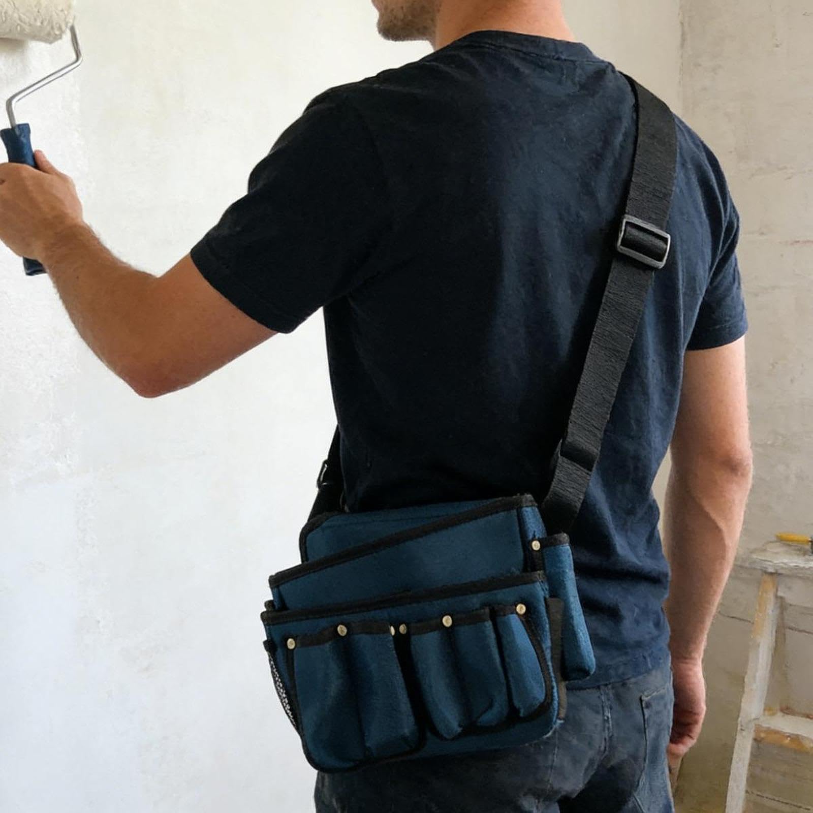 Organizador de Herramientas, Bolsa de Cinturón con Múltiples Compartimentos, Juego de Herramientas de Lona Resistente con Cinturón Ajustable, Ideal Pa, Ancho 30cm