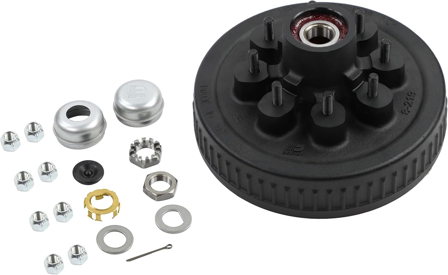 Genuine Dexter Replacement Hub-Drum Kit 1/2" Studs 12" x 2" for 7,000lb Axle 8-6.50 Bolt Circle Pre-Greased
