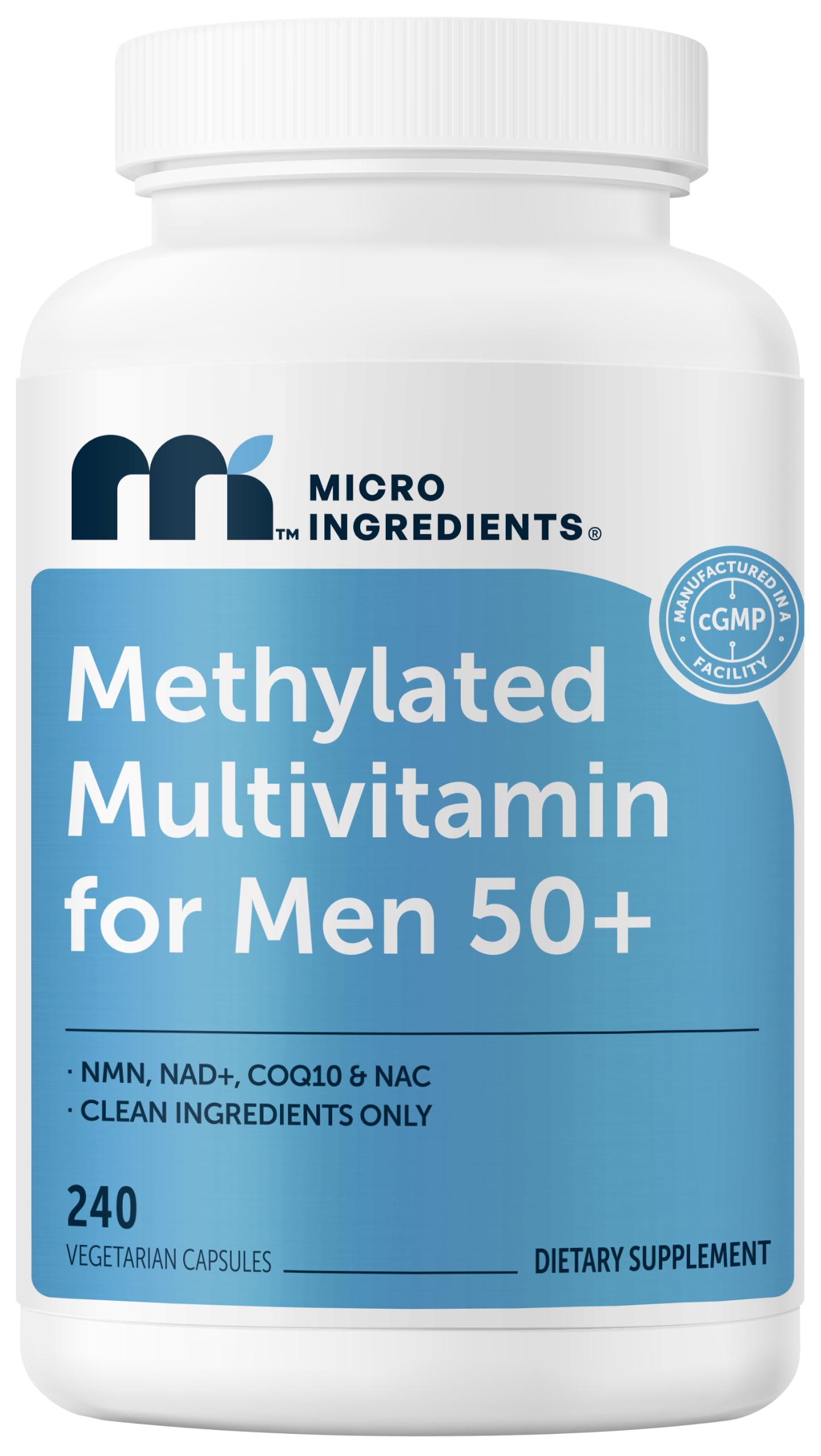 Methylated Multivitamin for Men Over 50, 240 Veggie Capsules, Filler Free
