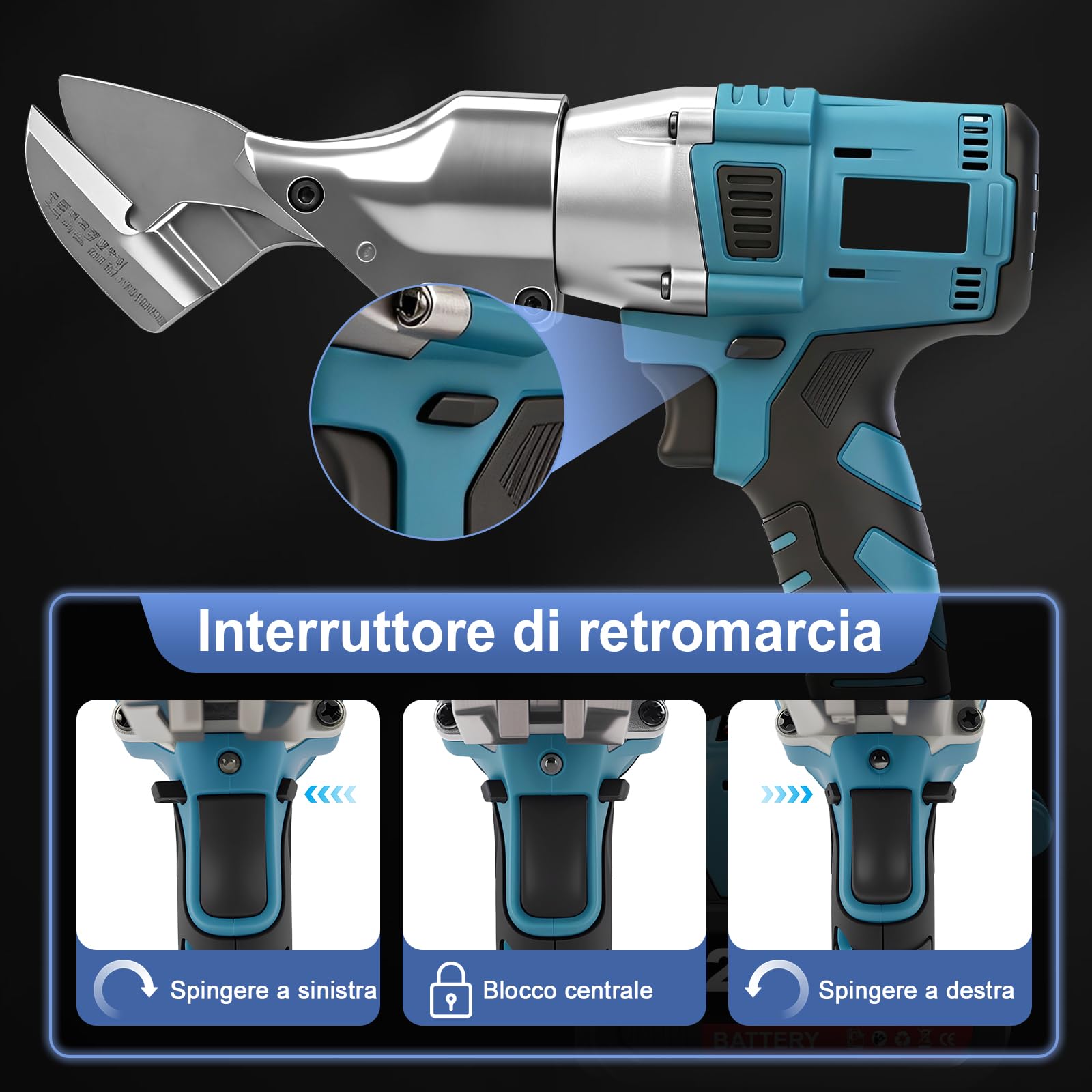 Cesoie elettriche per lamiera a batteria, 21 V