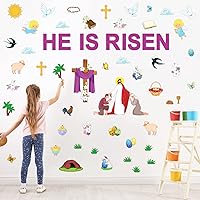 Vista 6 de Tablero de anuncios de Pascua Jesús Él ha resucitado, decoraciones para el aula, Pascua religiosa Jesús resurrección, recortes de cruz, Biblia