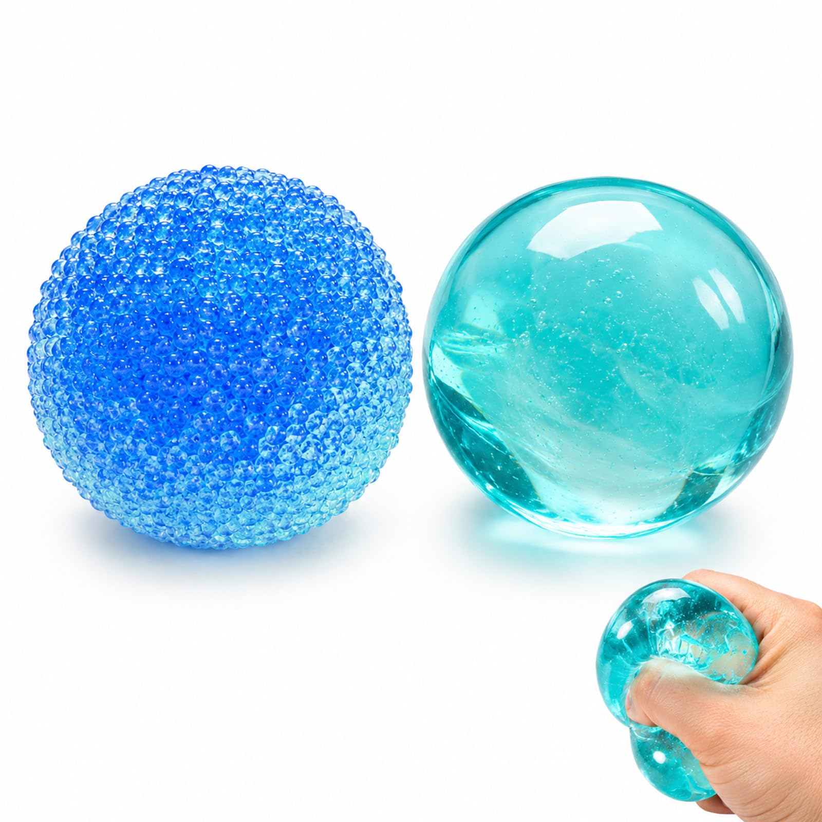 2 PCS Slushy Squishy, Fascinating Squeeze Balls, Blue Bayberry - Like and Light Blue Coconut Oil - Inspired, Ideal for Office Desk, Home Relaxers, and Decor Lovers